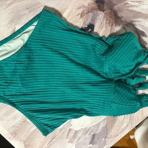Cupshe Teal Ribbed One-Piece Swimsuit